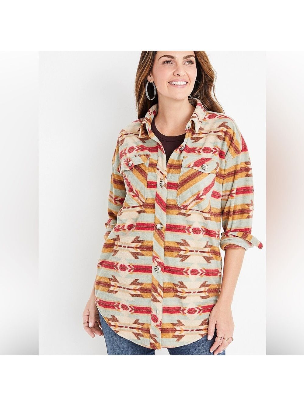 Mixed Pattern Fleece Shacket